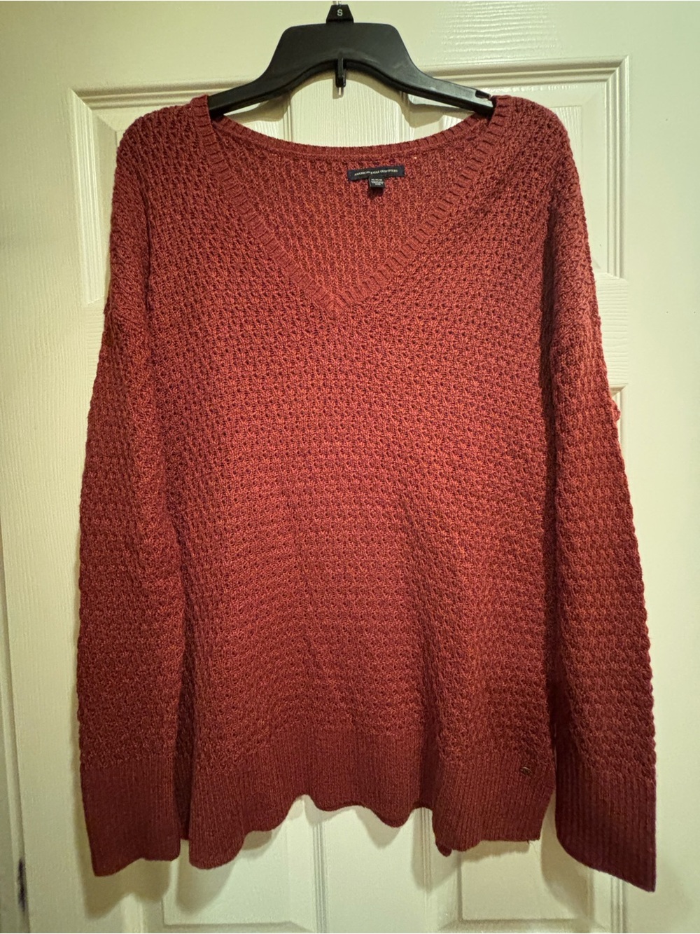 American Eagle Outfitters Women's V-Neck Sweater - Rust Orange